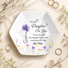 Load image into Gallery viewer, Personalized Birth Month Flower Jewelry Dish Custom Gift for Daughter-in-Law
