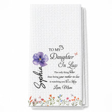 Load image into Gallery viewer, Personalized Kitchen Towel Custom Flowers Gift for Daughter-in-Law
