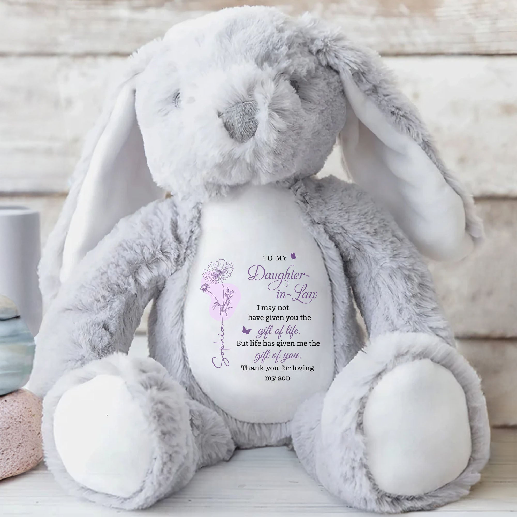 Personalized Plush Bunny Stuffed Animal Gift for Daughter-in-Law