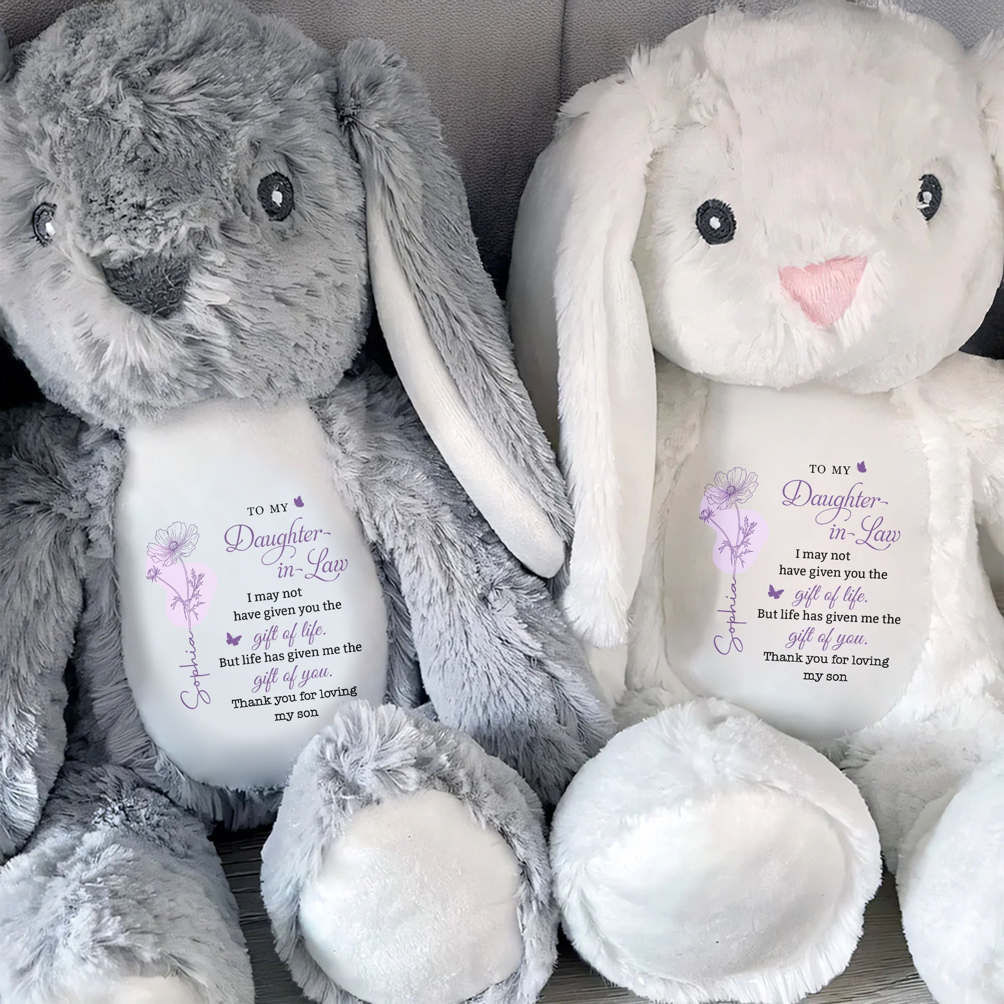 Personalized Plush Bunny Stuffed Animal Gift for Daughter-in-Law