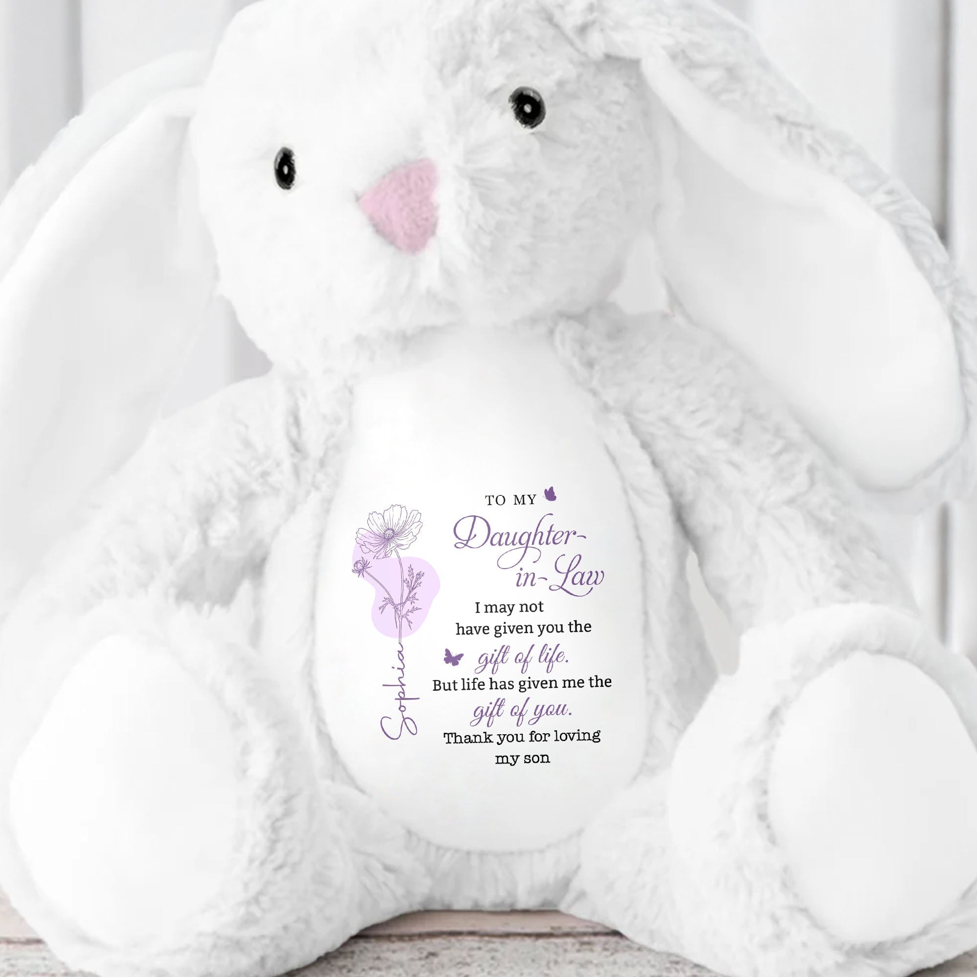 Personalized Plush Bunny Stuffed Animal Gift for Daughter-in-Law