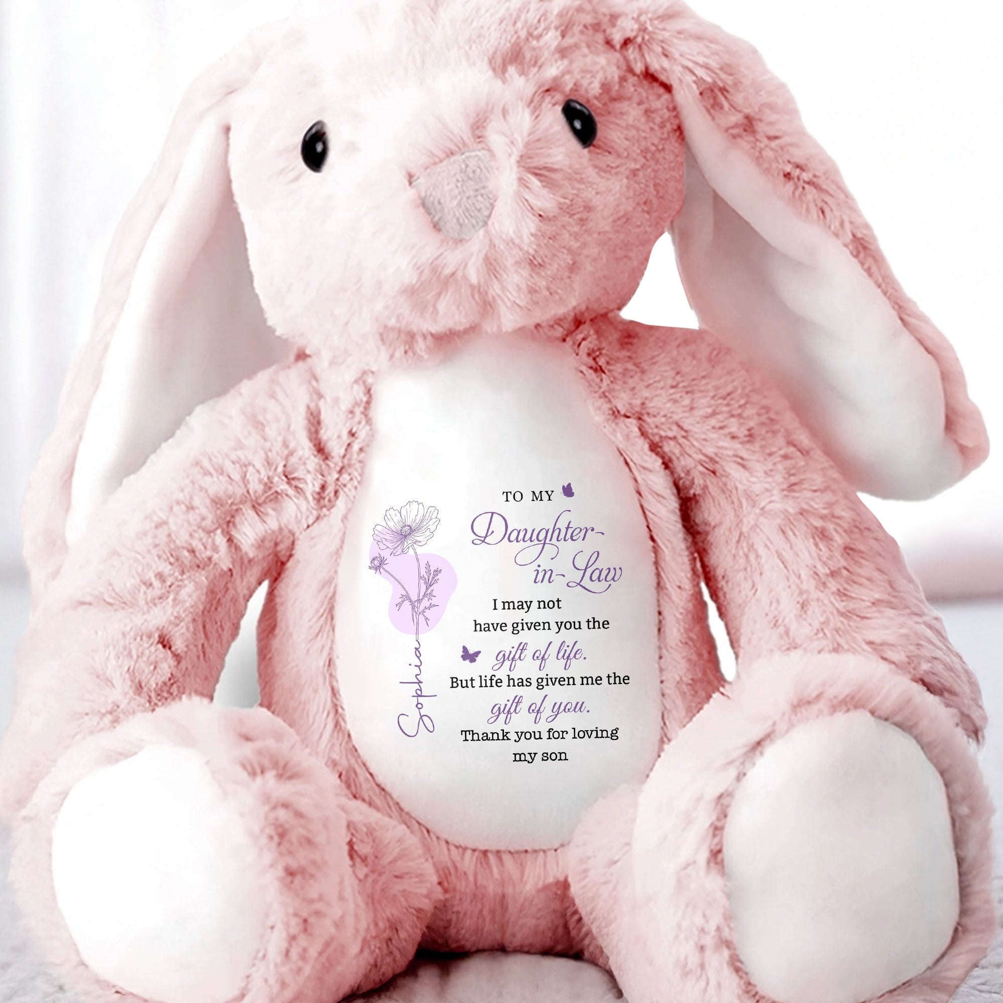 Personalized Plush Bunny Stuffed Animal Gift for Daughter-in-Law