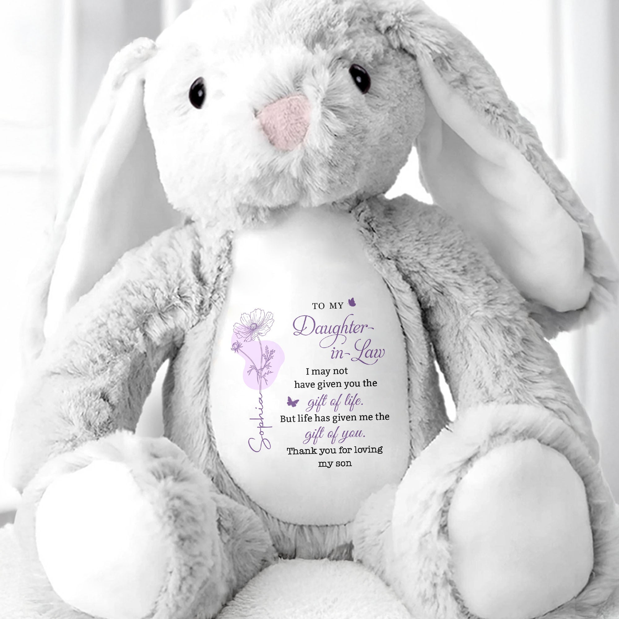 Personalized Plush Bunny Stuffed Animal Gift for Daughter-in-Law