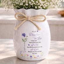 Load image into Gallery viewer, Personalized Ribbon Tie Flower Vase Custom Name for Daughter-in-Law Gift
