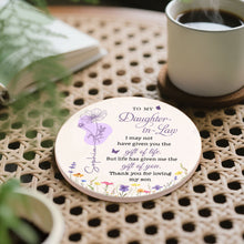 Load image into Gallery viewer, Personalized Floral Ceramic Coaster Custom Name Gift for Daughter-in-Law
