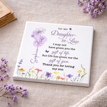 Load image into Gallery viewer, Personalized Ceramic Coaster Custom Name Gift for Daughter-in-Law
