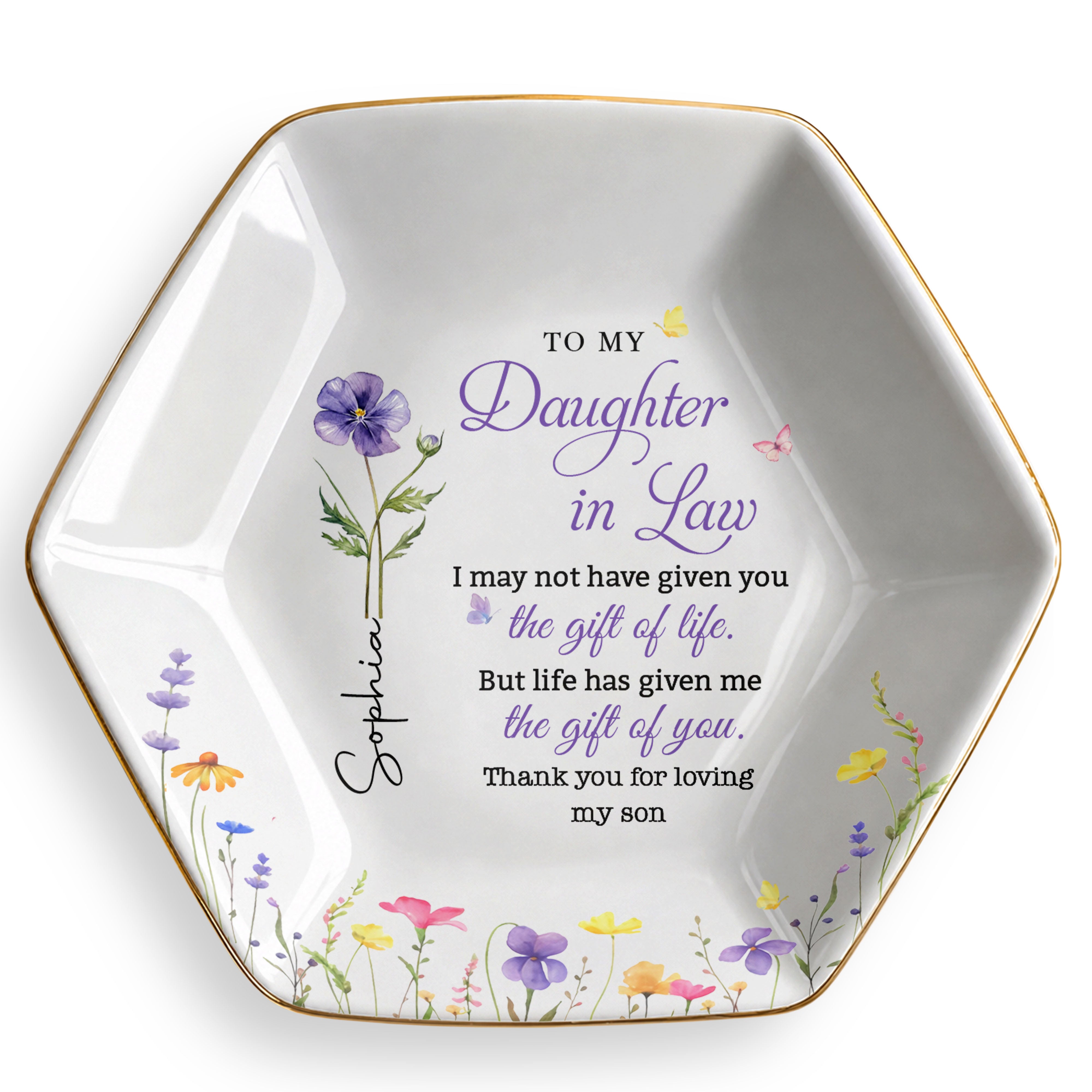 Personalized Hexagonal Ceramic Jewelry Dish for Daughter-in-Law Gift