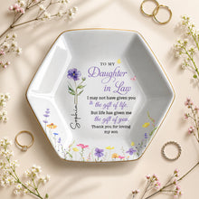 Load image into Gallery viewer, Personalized Hexagonal Ceramic Jewelry Dish for Daughter-in-Law Gift
