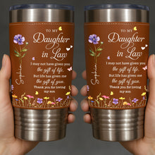 Load image into Gallery viewer, Personalized Leather Tumbler Custom Name Gift for Daughter-In-Law
