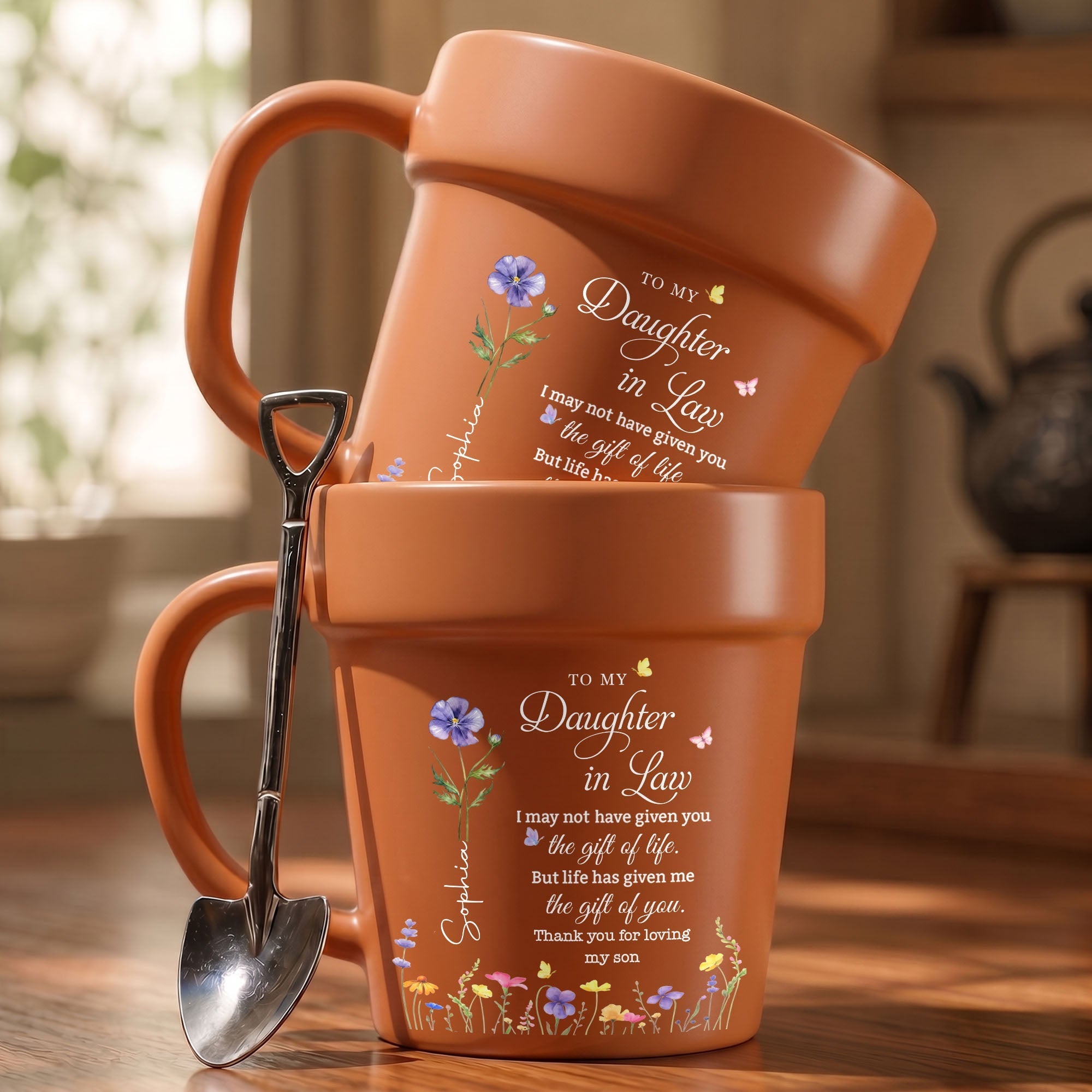 Personalized Plant Pot Ceramic Mug Custom Gift for Daughter-in-Law