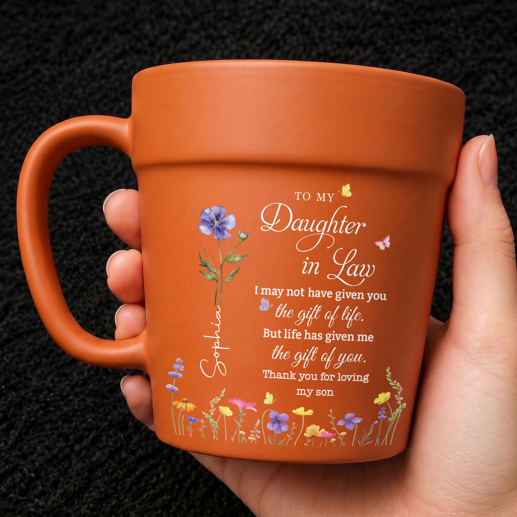 Personalized Plant Pot Ceramic Mug Custom Gift for Daughter-in-Law