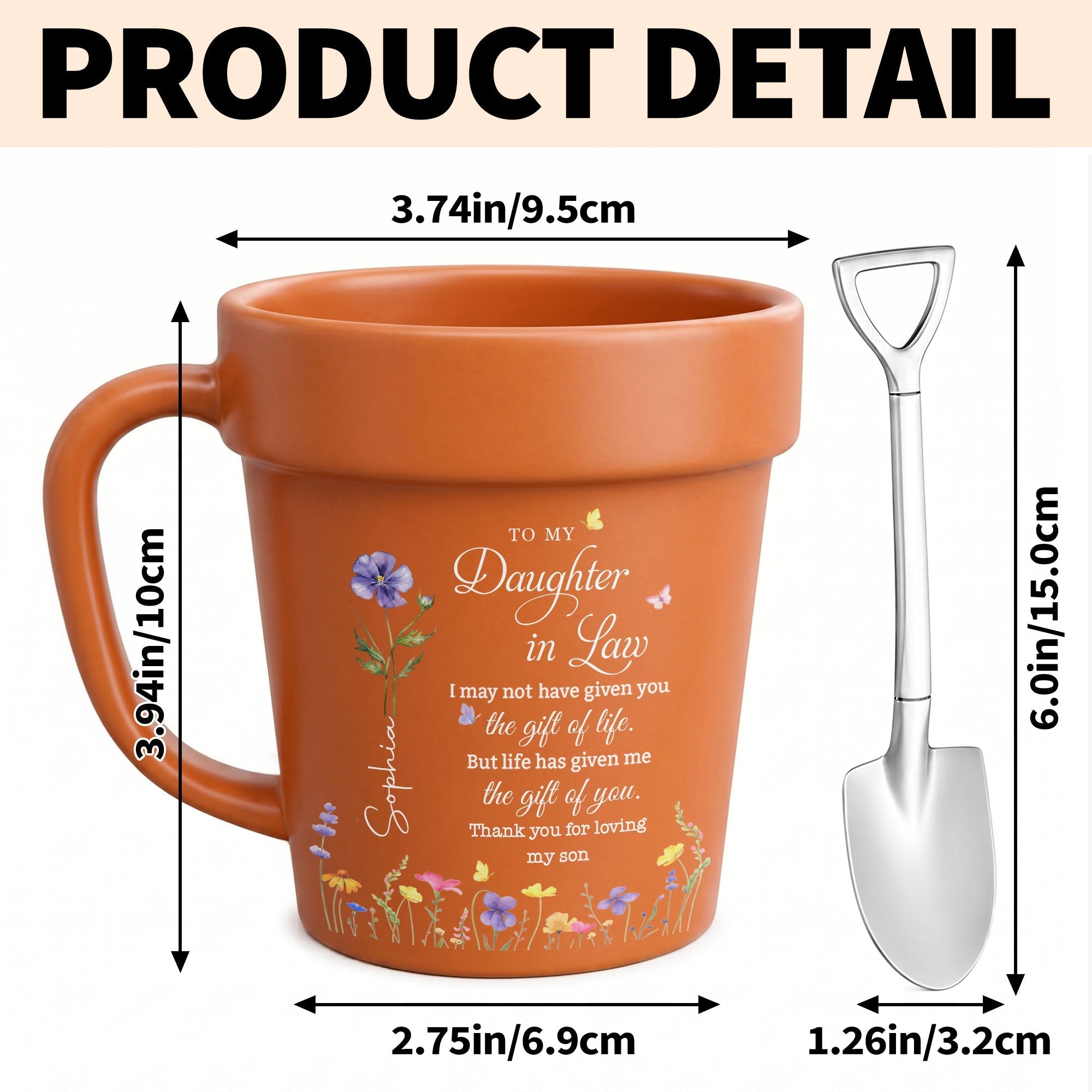 Personalized Plant Pot Ceramic Mug Custom Gift for Daughter-in-Law