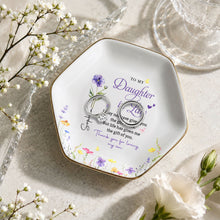 Load image into Gallery viewer, Personalized Hexagonal Ceramic Jewelry Dish Custom Flower Gift for Daughter-in-Law
