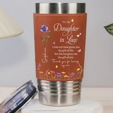 Load image into Gallery viewer, Personalized Leather Tumbler Custom Birth Month Flowers Gift for Daughter-In-Law
