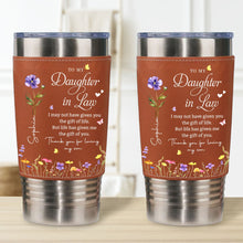 Load image into Gallery viewer, Personalized Leather Tumbler Custom Birth Month Flowers Gift for Daughter-In-Law
