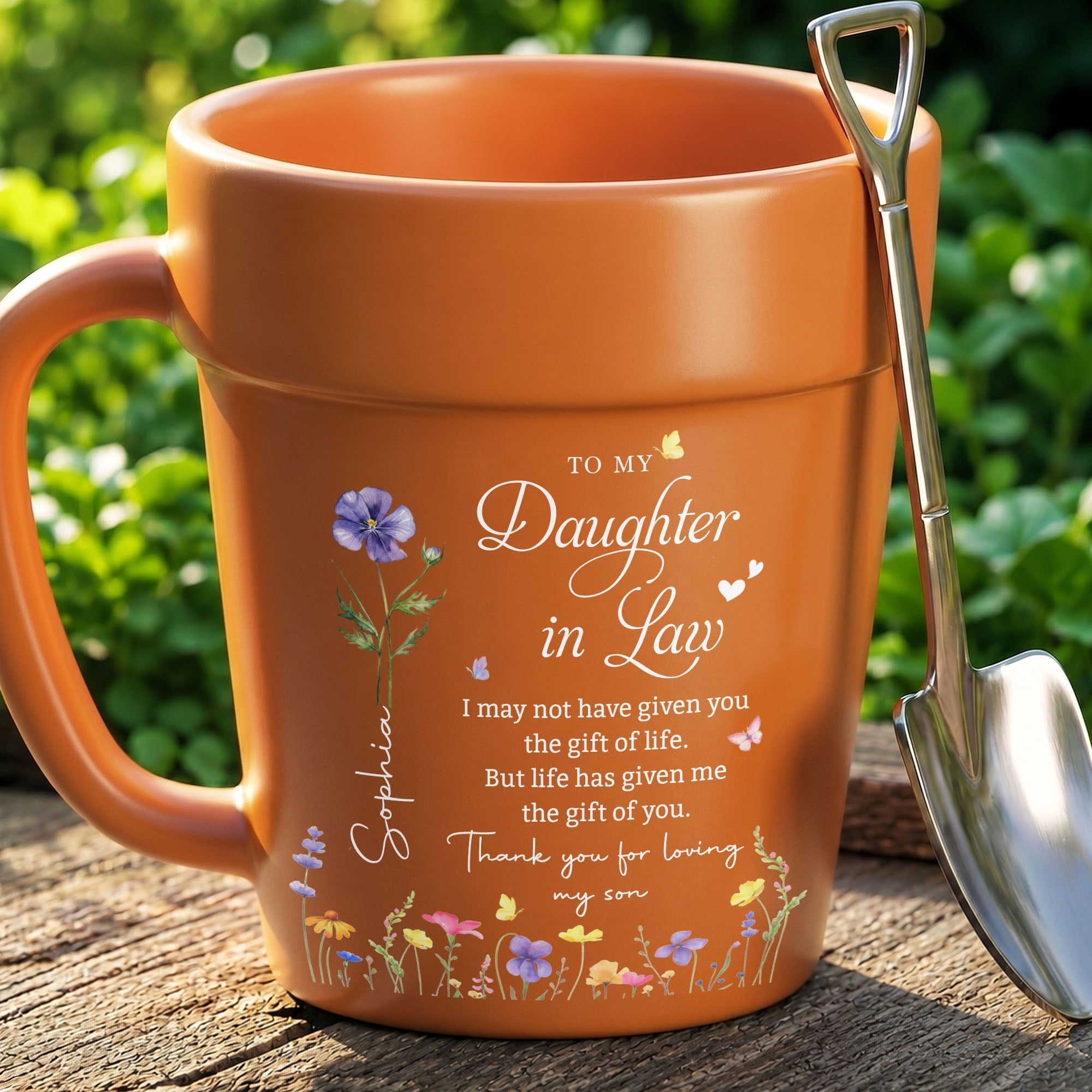Personalized Ceramic Mug Plant Pot Custom Birth Month Flowers Gift for Daughter-in-Law