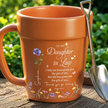 Load image into Gallery viewer, Personalized Ceramic Mug Plant Pot Custom Birth Month Flowers Gift for Daughter-in-Law
