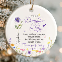Load image into Gallery viewer, Personalized Birth Month Flower Ceramic Ornament Gift for Daughter-in-Law
