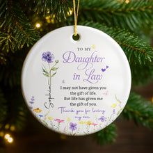 Load image into Gallery viewer, Personalized Birth Month Flower Ceramic Ornament Gift for Daughter-in-Law
