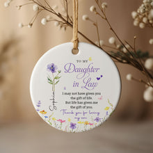 Load image into Gallery viewer, Personalized Birth Month Flower Ceramic Ornament Gift for Daughter-in-Law
