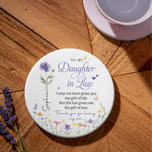 Load image into Gallery viewer, Personalized Birth Month Flower Ceramic Coaster Gift for Daughter-in-Law
