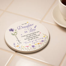 Load image into Gallery viewer, Personalized Birth Month Flower Ceramic Coaster Gift for Daughter-in-Law
