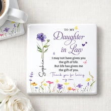 Load image into Gallery viewer, Personalized Floral Ceramic Coaster Gift for Daughter-in-Law
