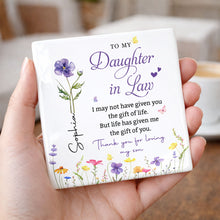 Load image into Gallery viewer, Personalized Floral Ceramic Coaster Gift for Daughter-in-Law
