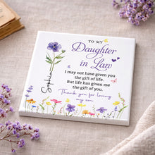 Load image into Gallery viewer, Personalized Floral Ceramic Coaster Gift for Daughter-in-Law
