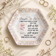 Load image into Gallery viewer, Personalized Ceramic Jewelry Dish Custom Name Hexagon Gift for Daughter-in-Law
