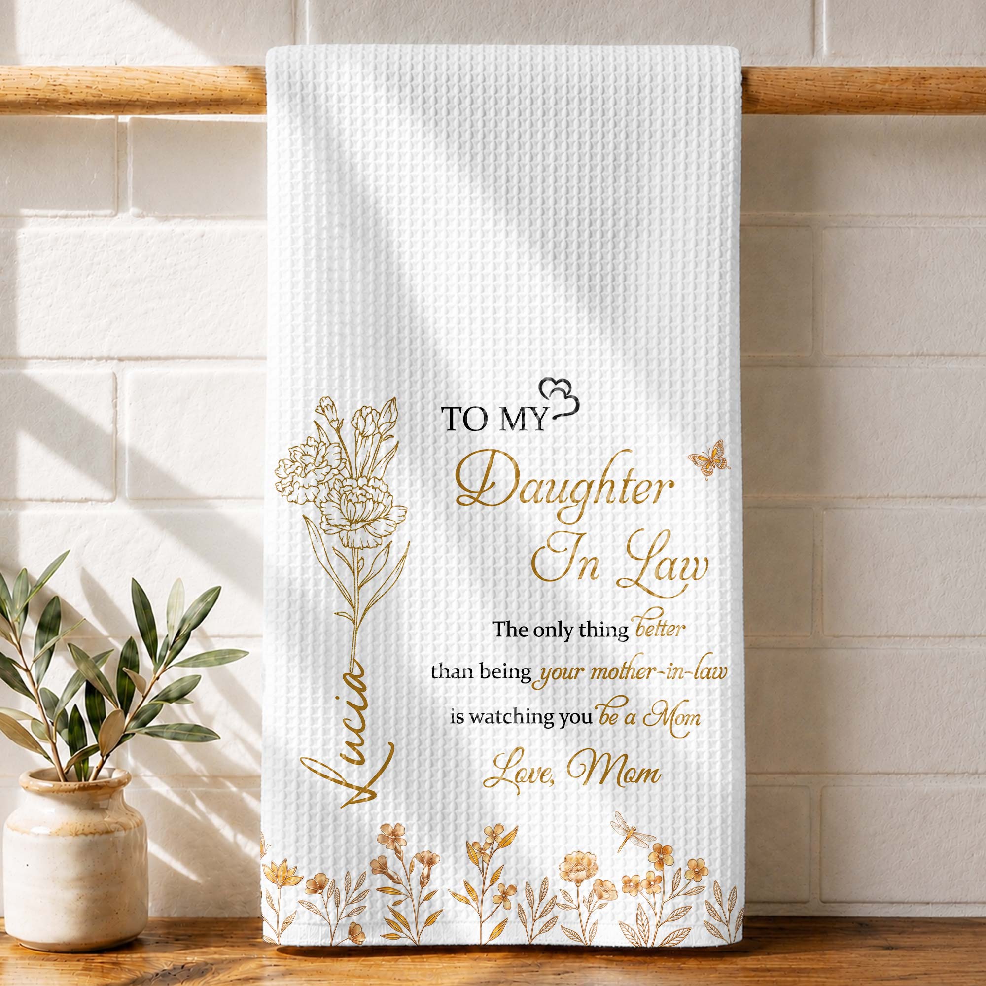 Personalized Kitchen Towel Custom Message Gift for Daughter-In-Law
