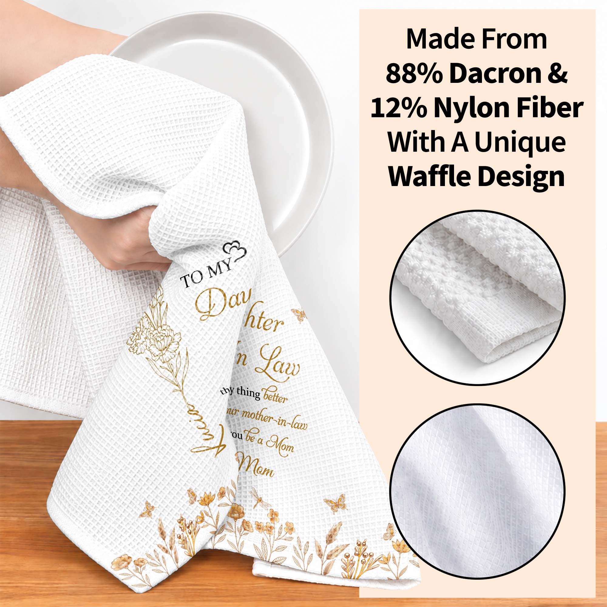 Personalized Kitchen Towel Custom Message Gift for Daughter-In-Law