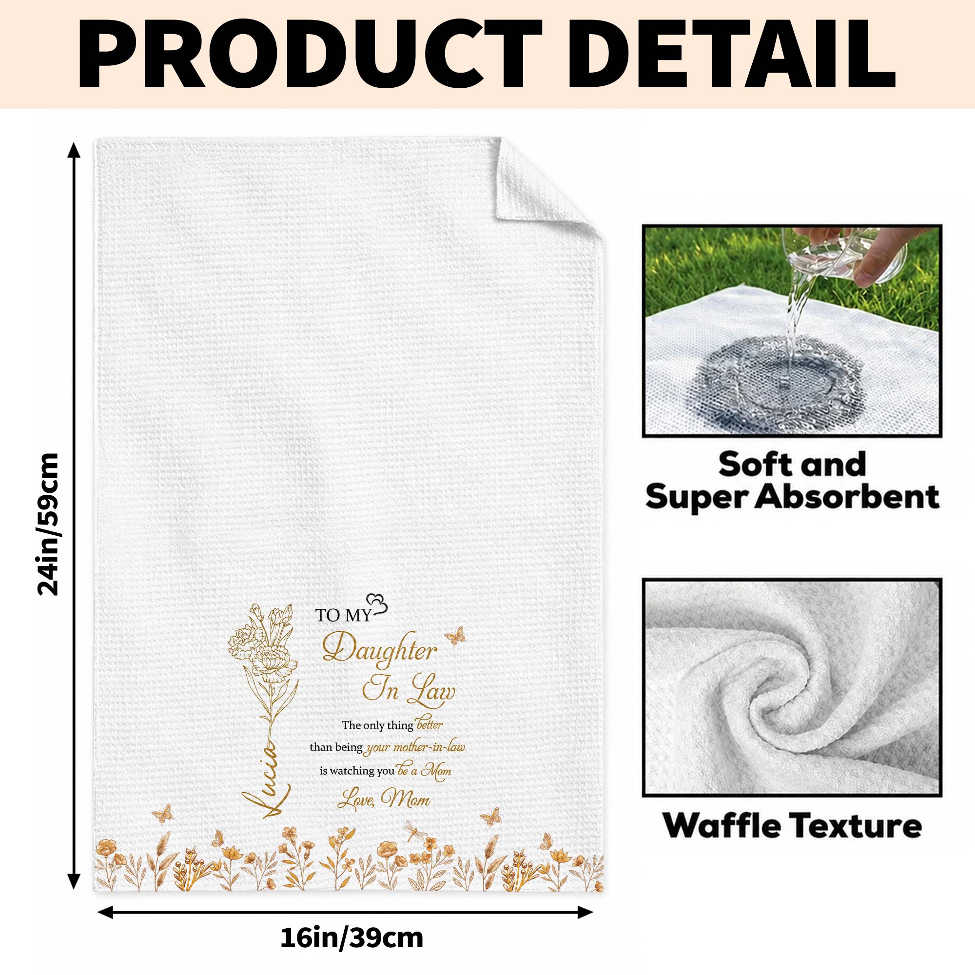 Personalized Kitchen Towel Custom Message Gift for Daughter-In-Law