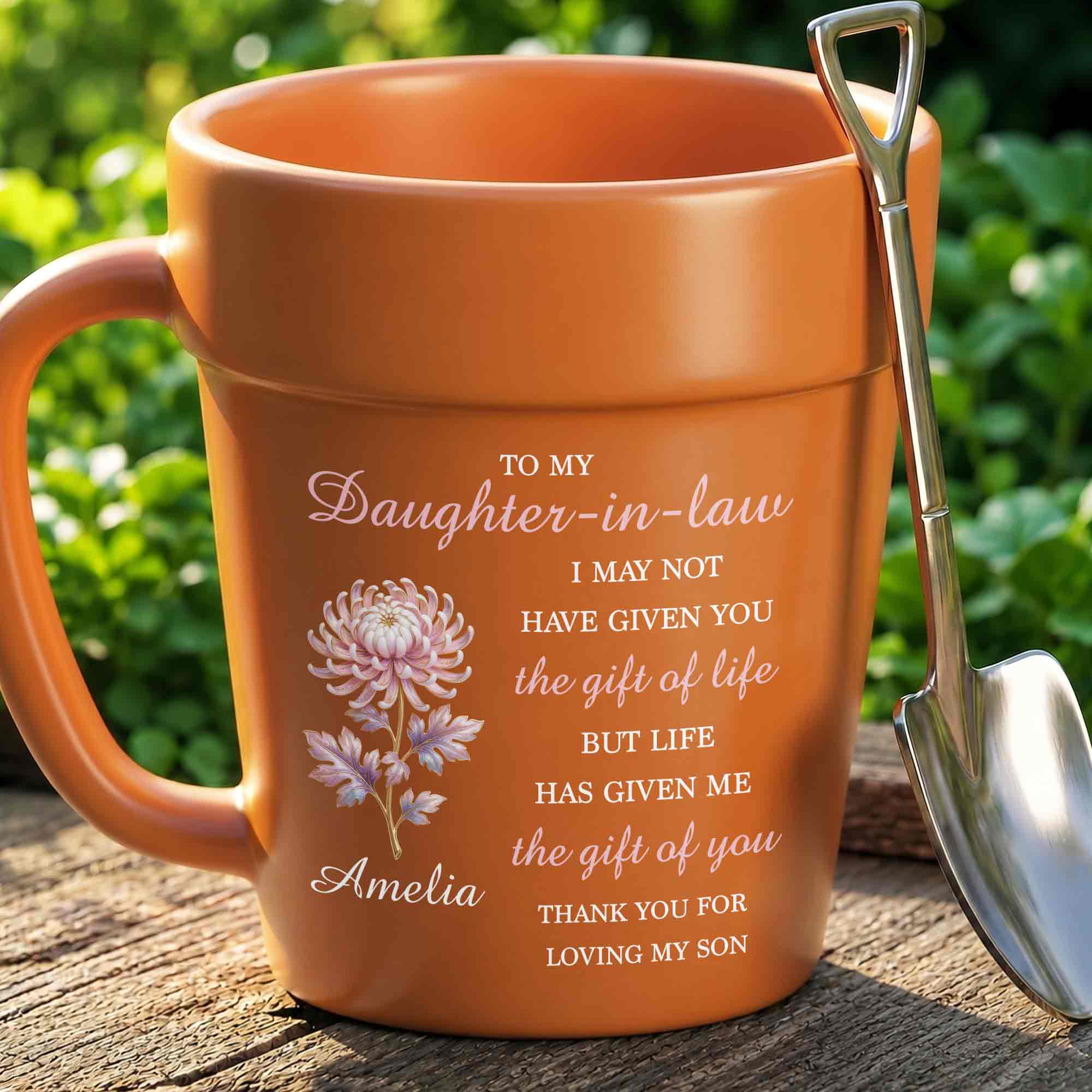 Personalized Plant Pot Ceramic Mug Unique Gift for Daughter-in-Law