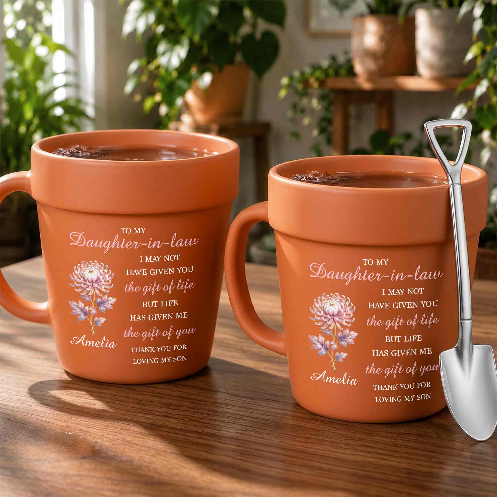 Personalized Plant Pot Ceramic Mug Unique Gift for Daughter-in-Law