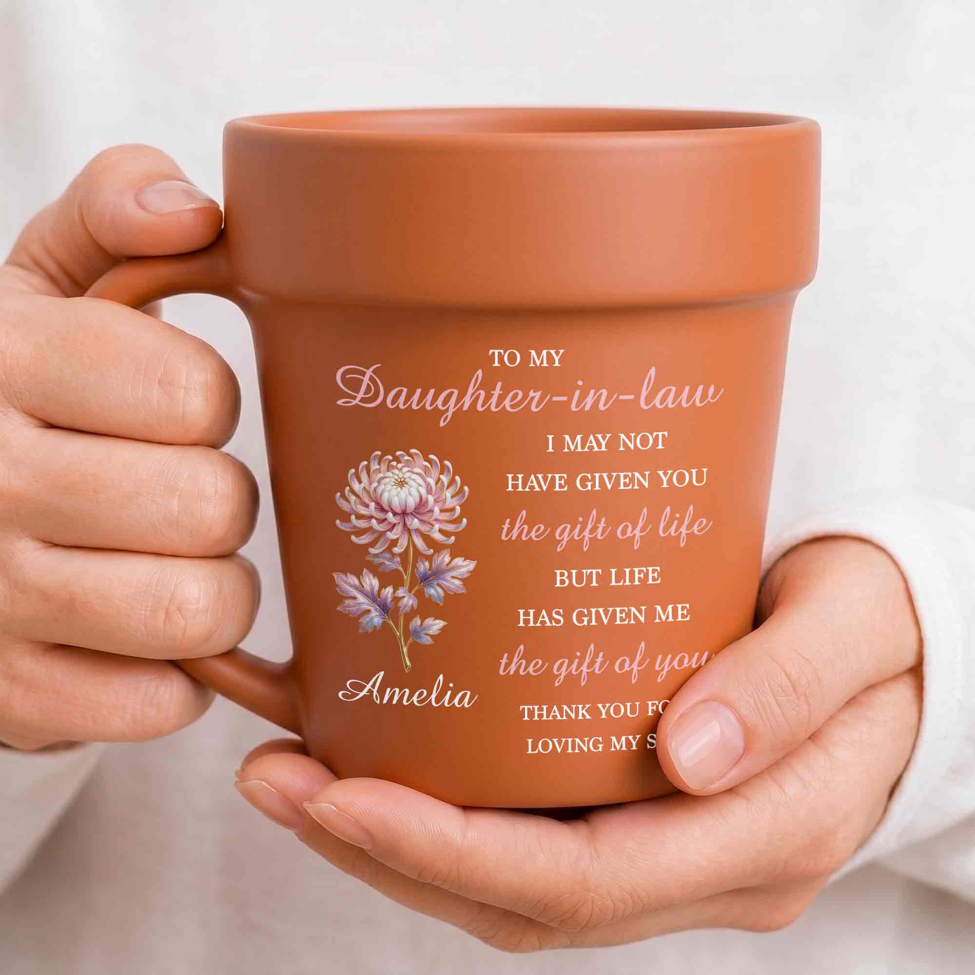 Personalized Plant Pot Ceramic Mug Unique Gift for Daughter-in-Law