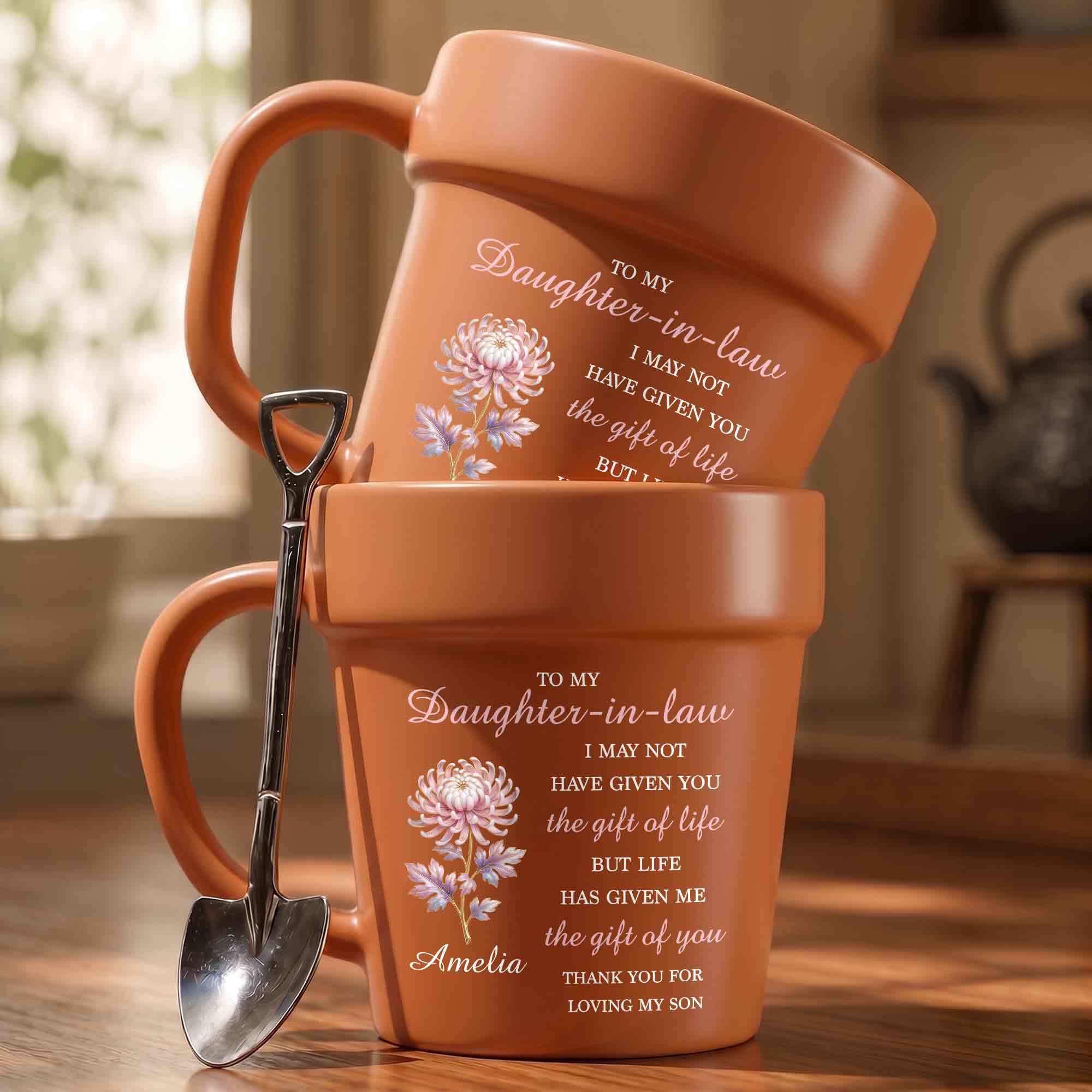 Personalized Plant Pot Ceramic Mug Unique Gift for Daughter-in-Law