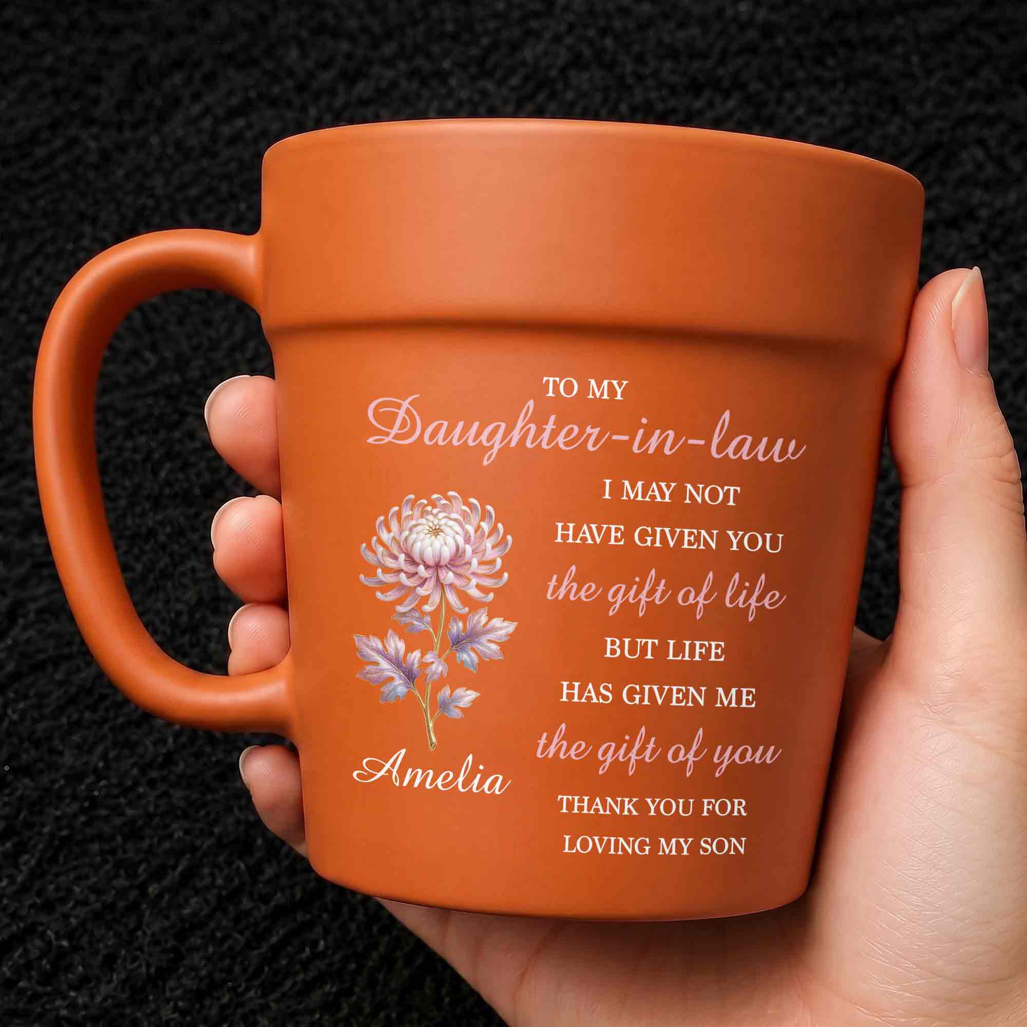 Personalized Plant Pot Ceramic Mug Unique Gift for Daughter-in-Law