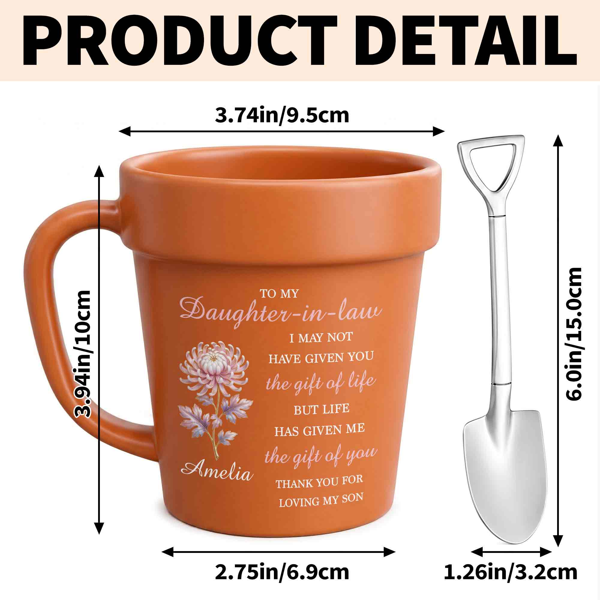 Personalized Plant Pot Ceramic Mug Unique Gift for Daughter-in-Law