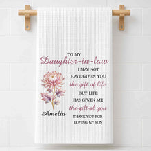 Load image into Gallery viewer, Personalized Floral Kitchen Towel Custom Gift for Daughter-in-Law
