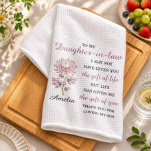 Load image into Gallery viewer, Personalized Floral Kitchen Towel Custom Gift for Daughter-in-Law
