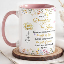 Load image into Gallery viewer, Personalized Accent Mug Custom Birth Month Flowers Gift for Daughter in Law
