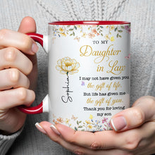 Load image into Gallery viewer, Personalized Accent Mug Custom Birth Month Flowers Gift for Daughter in Law
