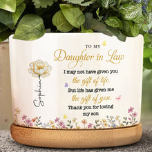 Load image into Gallery viewer, Personalized Ceramic Plant Pot Custom Birth Month Flowers Gift for Daughter-in-Law
