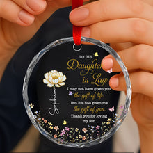 Load image into Gallery viewer, Personalized Glass Circle Ornament Custom Flowers for Daughter-in-Law
