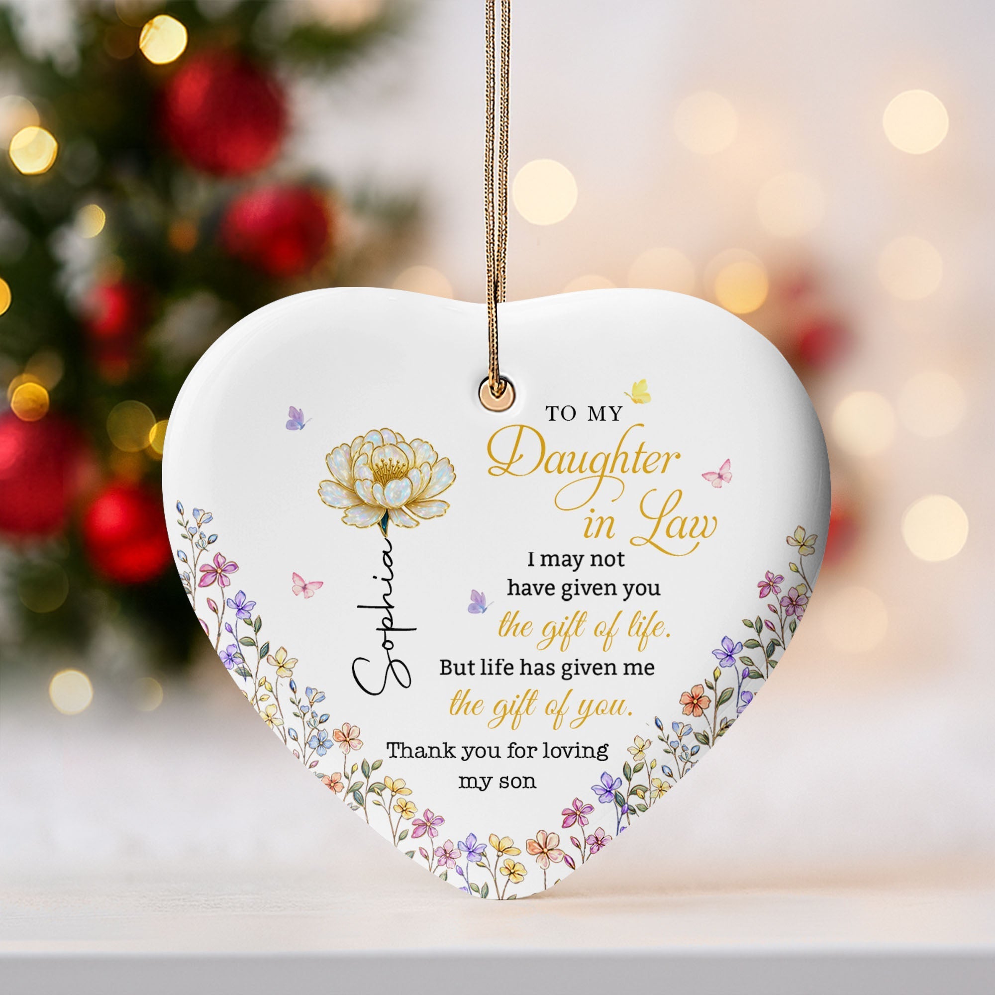 Personalized Heart-Shaped Ceramic Ornament Gift for Daughter-In-Law