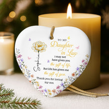 Load image into Gallery viewer, Personalized Heart-Shaped Ceramic Ornament Gift for Daughter-In-Law
