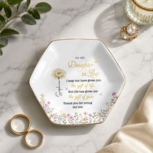 Load image into Gallery viewer, Personalized Hexagonal Jewelry Dish Custom Birth Month Flowers Gift for Daughter-In-Law
