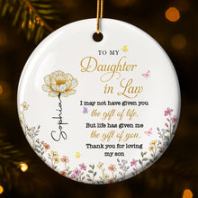 Load image into Gallery viewer, Personalized Ceramic Ornament for Daughter-in-Law Gift with Flowers
