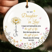 Load image into Gallery viewer, Personalized Ceramic Ornament for Daughter-in-Law Gift with Flowers
